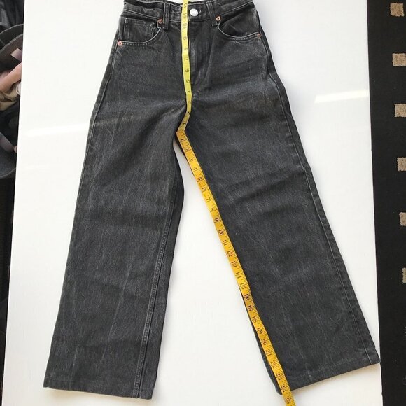 ZARA DENIM JEANS HI-RISE WIDE-LEG CROPPED JEANS GREY 00, 24 x 21 - Picture 14 of 16